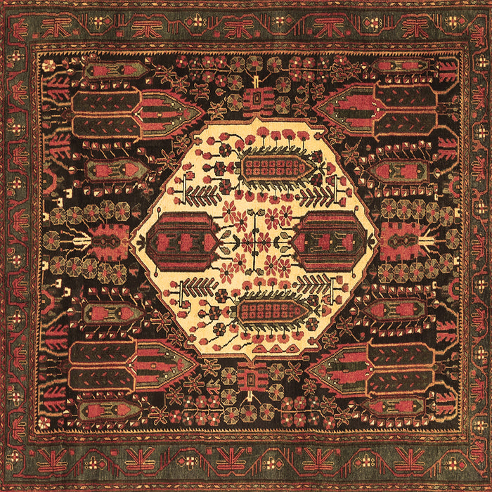 Square Medallion Brown Traditional Rug, tr1226brn