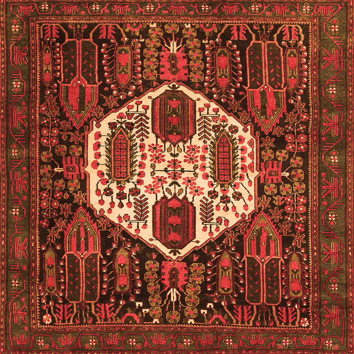 Serging Thickness of Medallion Orange Traditional Rug, tr1226org