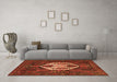 Machine Washable Medallion Orange Traditional Area Rugs in a Living Room, wshtr1226org