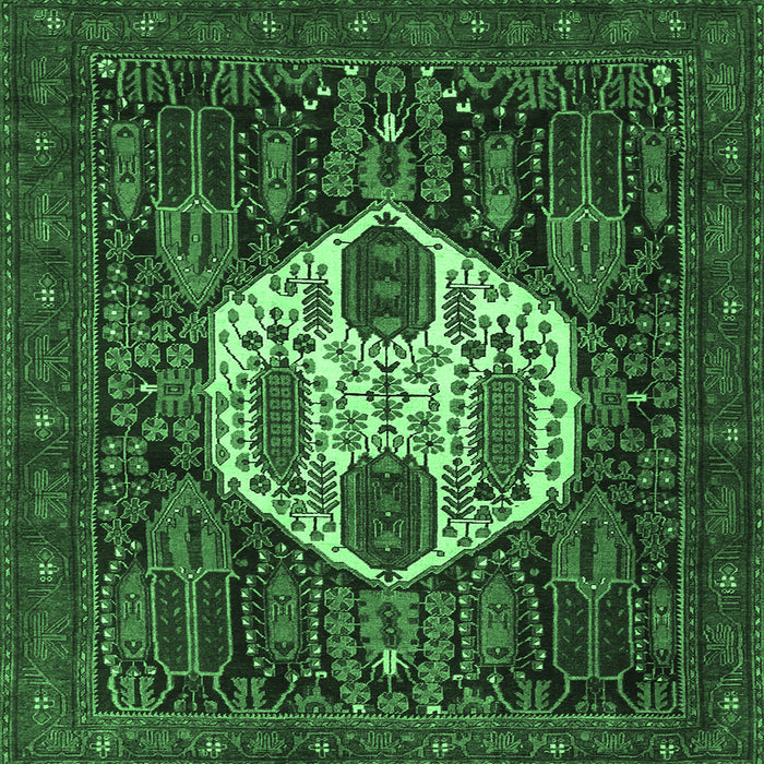 Square Machine Washable Medallion Emerald Green Traditional Area Rugs, wshtr1226emgrn