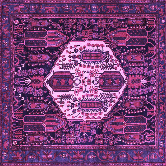 Square Medallion Purple Traditional Rug, tr1226pur
