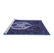 Sideview of Machine Washable Medallion Blue Traditional Rug, wshtr1226blu