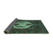 Sideview of Medallion Turquoise Traditional Rug, tr1226turq