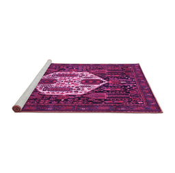 Sideview of Machine Washable Medallion Pink Traditional Rug, wshtr1226pnk