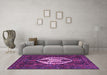 Machine Washable Medallion Purple Traditional Area Rugs in a Living Room, wshtr1226pur