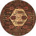 Round Machine Washable Medallion Brown Traditional Rug, wshtr1226brn