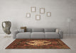 Machine Washable Medallion Brown Traditional Rug in a Living Room,, wshtr1226brn