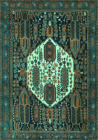 Medallion Turquoise Traditional Rug, tr1226turq