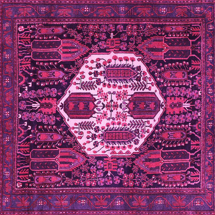 Square Medallion Pink Traditional Rug, tr1226pnk