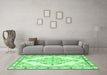 Machine Washable Medallion Emerald Green Traditional Area Rugs in a Living Room,, wshtr1227emgrn