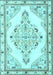 Machine Washable Medallion Light Blue Traditional Rug, wshtr1227lblu