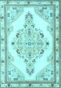 Medallion Light Blue Traditional Rug, tr1227lblu