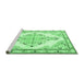 Sideview of Machine Washable Medallion Emerald Green Traditional Area Rugs, wshtr1227emgrn