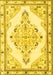 Machine Washable Medallion Yellow Traditional Rug, wshtr1227yw