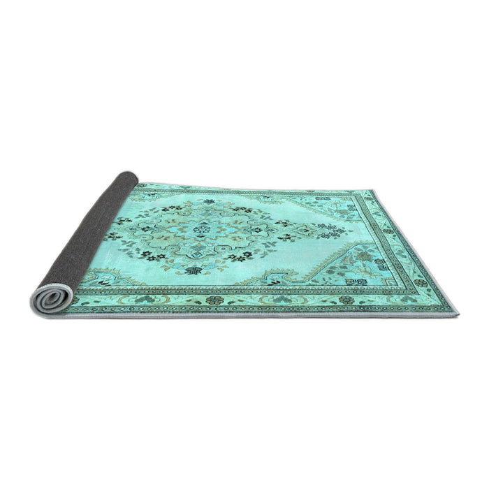 Sideview of Medallion Light Blue Traditional Rug, tr1227lblu
