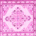 Square Medallion Pink Traditional Rug, tr1227pnk