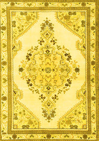 Medallion Yellow Traditional Rug, tr1227yw