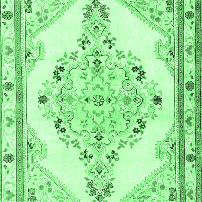 Machine Washable Medallion Emerald Green Traditional Area Rugs, wshtr1227emgrn