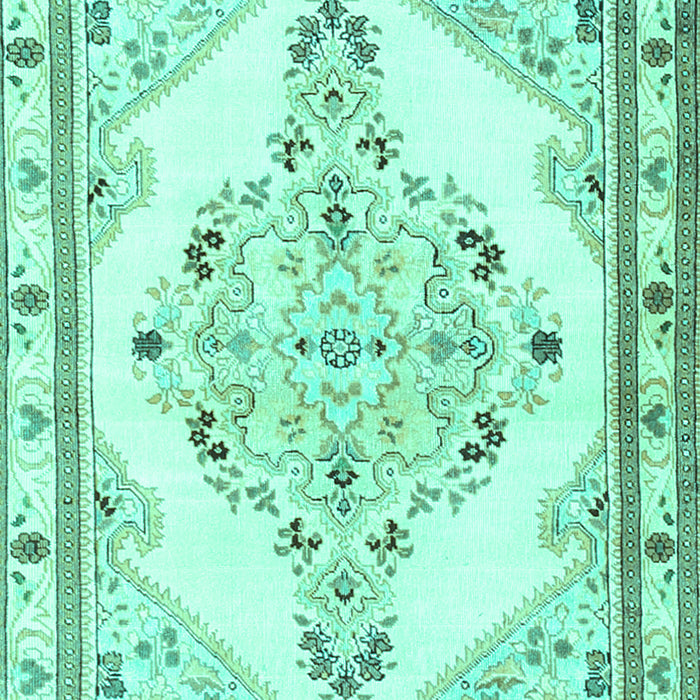 Machine Washable Medallion Turquoise Traditional Area Rugs, wshtr1227turq