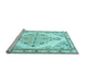 Sideview of Machine Washable Medallion Light Blue Traditional Rug, wshtr1227lblu