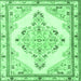 Square Machine Washable Medallion Emerald Green Traditional Area Rugs, wshtr1227emgrn