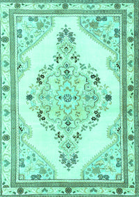 Medallion Turquoise Traditional Rug, tr1227turq