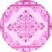 Round Medallion Pink Traditional Rug, tr1227pnk