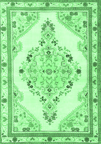 Medallion Emerald Green Traditional Rug, tr1227emgrn