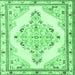 Square Medallion Emerald Green Traditional Rug, tr1227emgrn