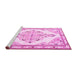 Sideview of Machine Washable Medallion Pink Traditional Rug, wshtr1227pnk