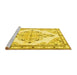 Sideview of Machine Washable Medallion Yellow Traditional Rug, wshtr1227yw