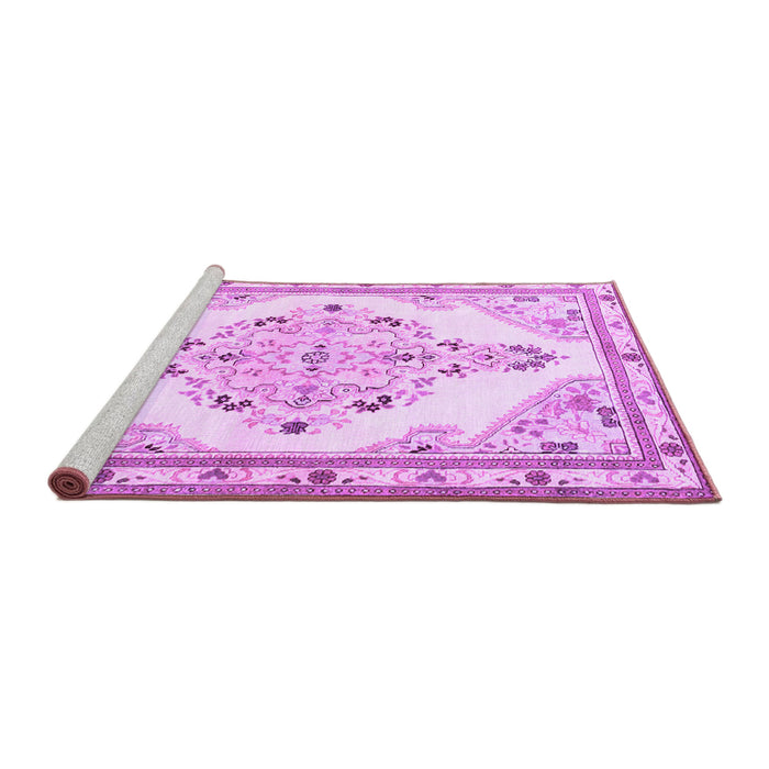 Sideview of Machine Washable Medallion Purple Traditional Area Rugs, wshtr1227pur