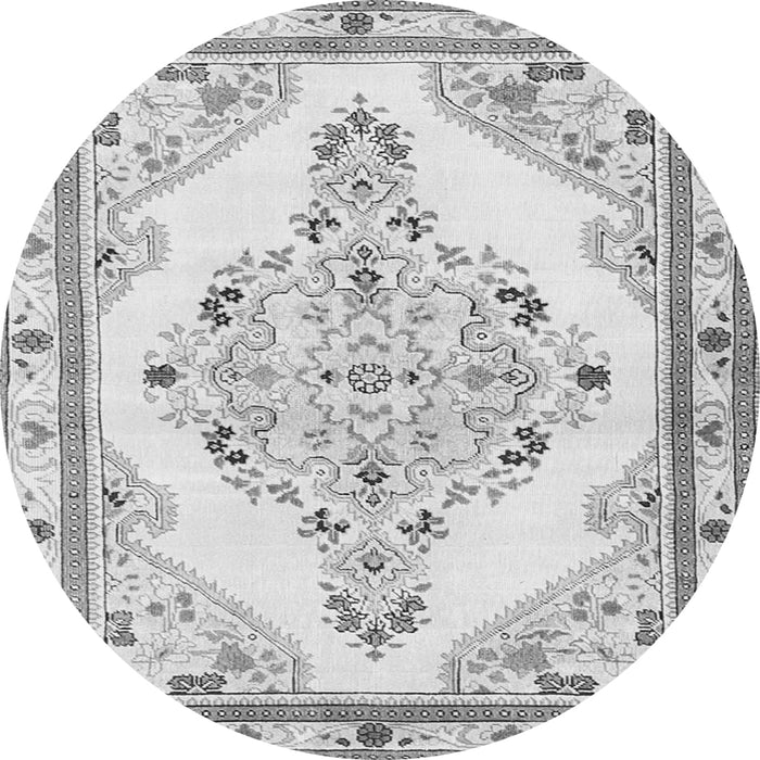 Machine Washable Medallion Gray Traditional Rug, wshtr1227gry