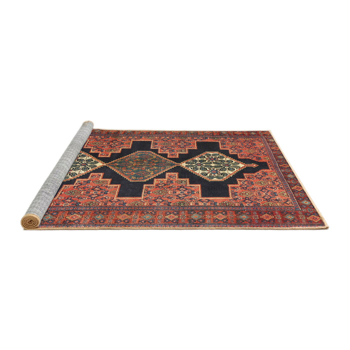 Sideview of Machine Washable Traditional Rust Pink Rug, wshtr1228