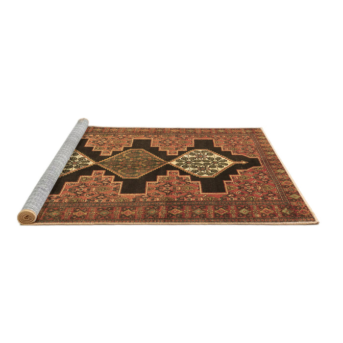 Sideview of Machine Washable Persian Brown Traditional Rug, wshtr1228brn