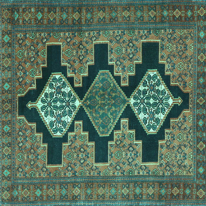 Square Machine Washable Persian Turquoise Traditional Area Rugs, wshtr1228turq