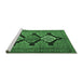 Sideview of Machine Washable Persian Emerald Green Traditional Area Rugs, wshtr1228emgrn