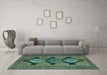 Machine Washable Persian Turquoise Traditional Area Rugs in a Living Room,, wshtr1228turq