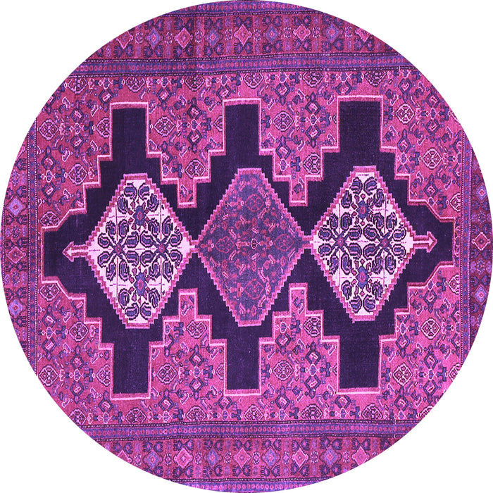 Round Machine Washable Persian Purple Traditional Area Rugs, wshtr1228pur