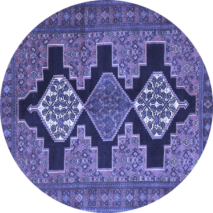 Round Persian Blue Traditional Rug, tr1228blu