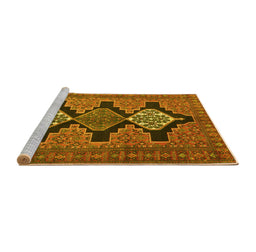 Sideview of Machine Washable Persian Yellow Traditional Rug, wshtr1228yw