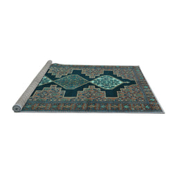 Sideview of Machine Washable Persian Light Blue Traditional Rug, wshtr1228lblu