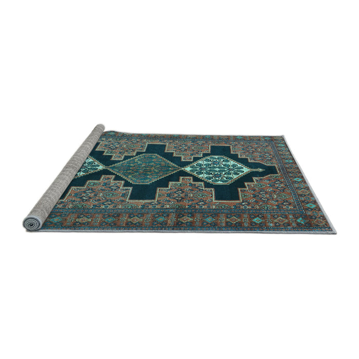 Sideview of Machine Washable Persian Light Blue Traditional Rug, wshtr1228lblu