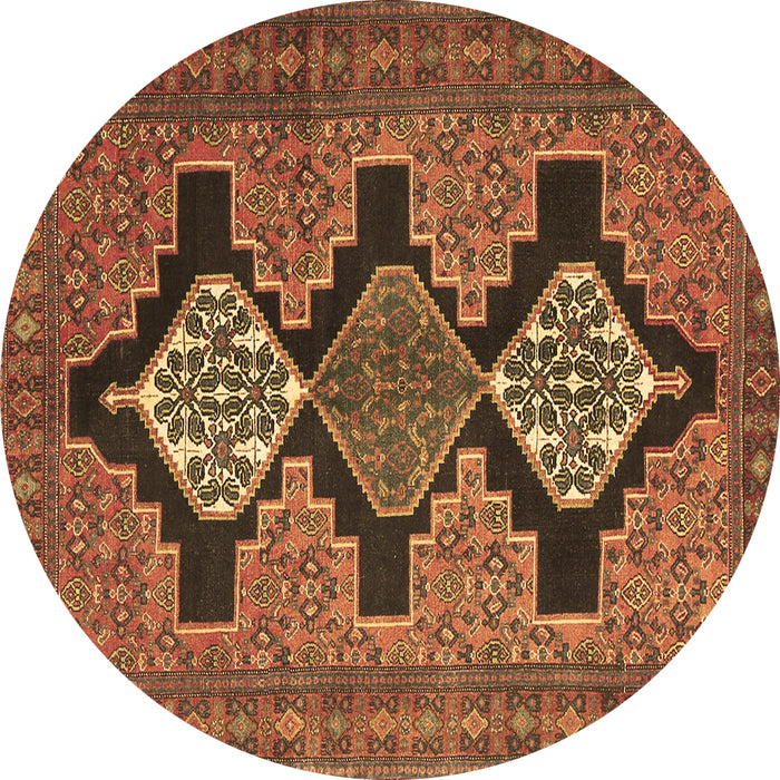 Round Machine Washable Persian Brown Traditional Rug, wshtr1228brn