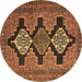 Round Persian Brown Traditional Rug, tr1228brn