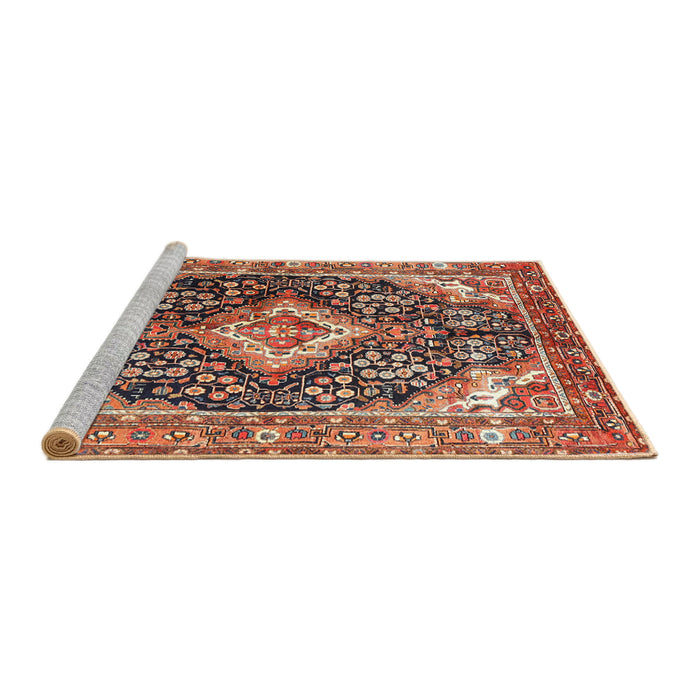 Sideview of Machine Washable Traditional Saffron Red Rug, wshtr1229