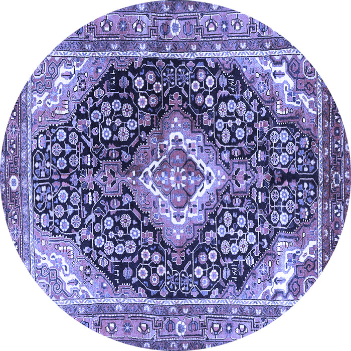Round Medallion Blue Traditional Rug, tr1229blu