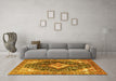 Machine Washable Medallion Yellow Traditional Rug in a Living Room, wshtr1229yw