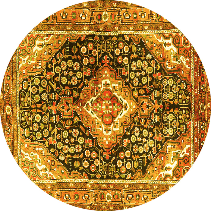 Round Medallion Yellow Traditional Rug, tr1229yw