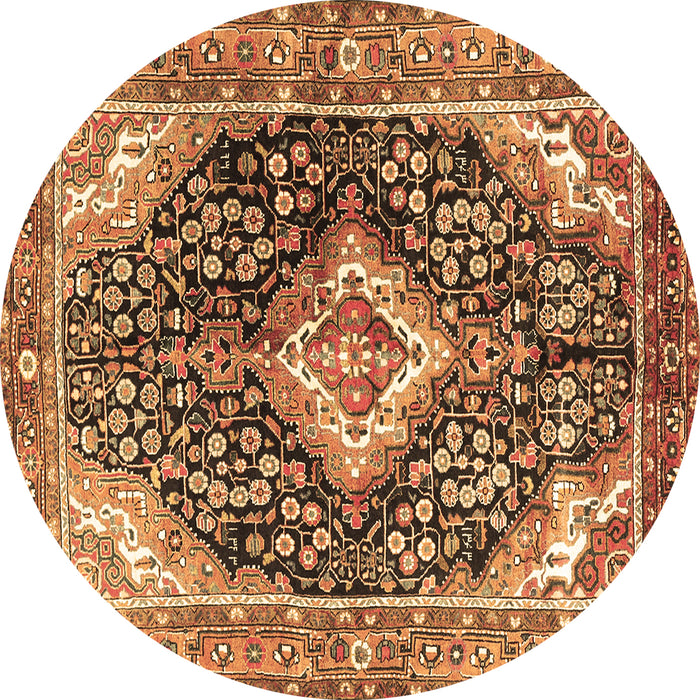 Round Medallion Brown Traditional Rug, tr1229brn